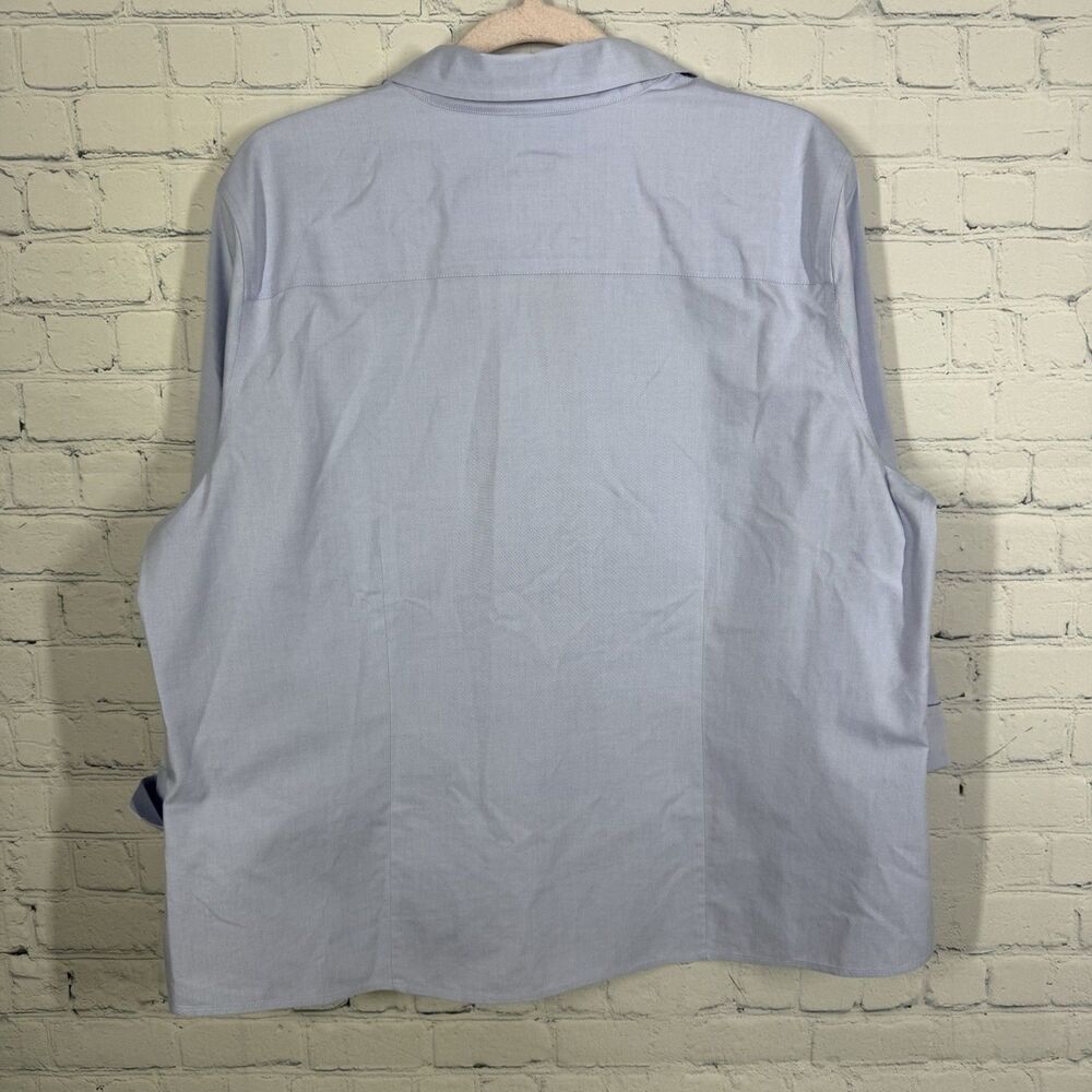Foxcroft Non Iron Dress Shirt Women Size 18 Blue Office Career Business Top - Picture 3 of 12